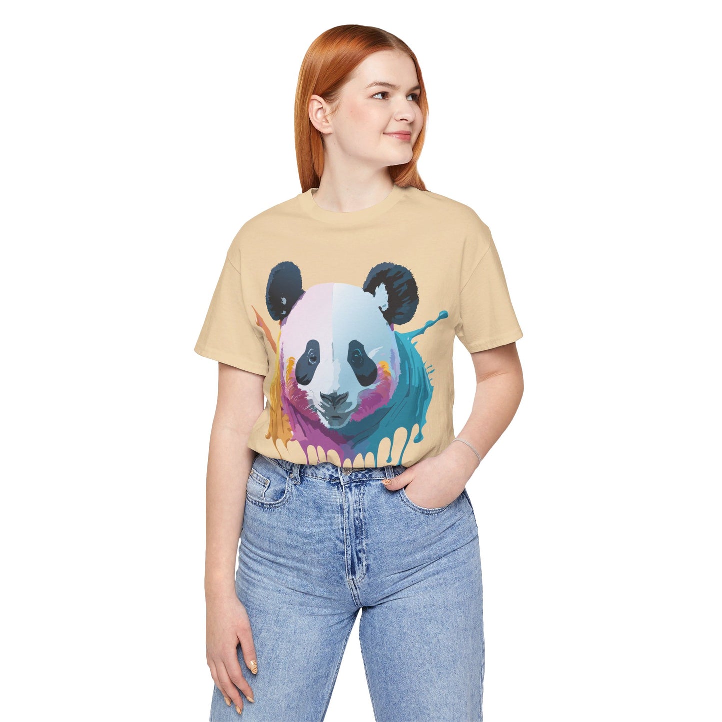 Natural Cotton Tee Shirt with Panda