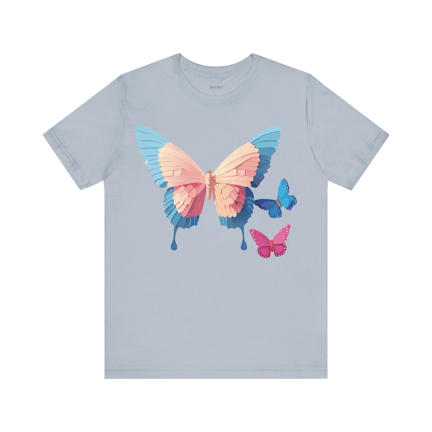 Natural Cotton Tee Shirt with Butterfly