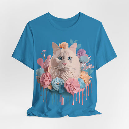 Natural Cotton Tee Shirt with Cat Printify