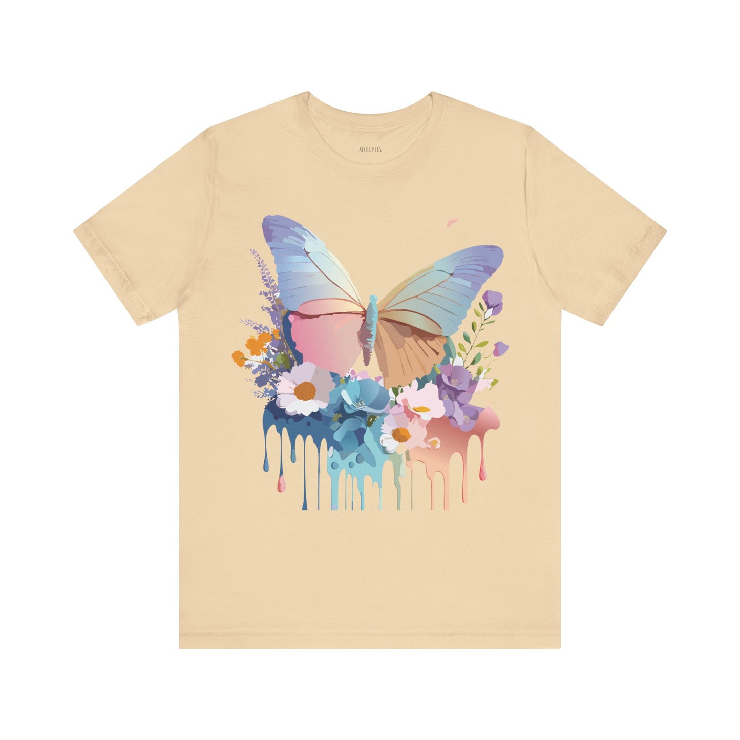 Natural Cotton Tee Shirt with Butterfly