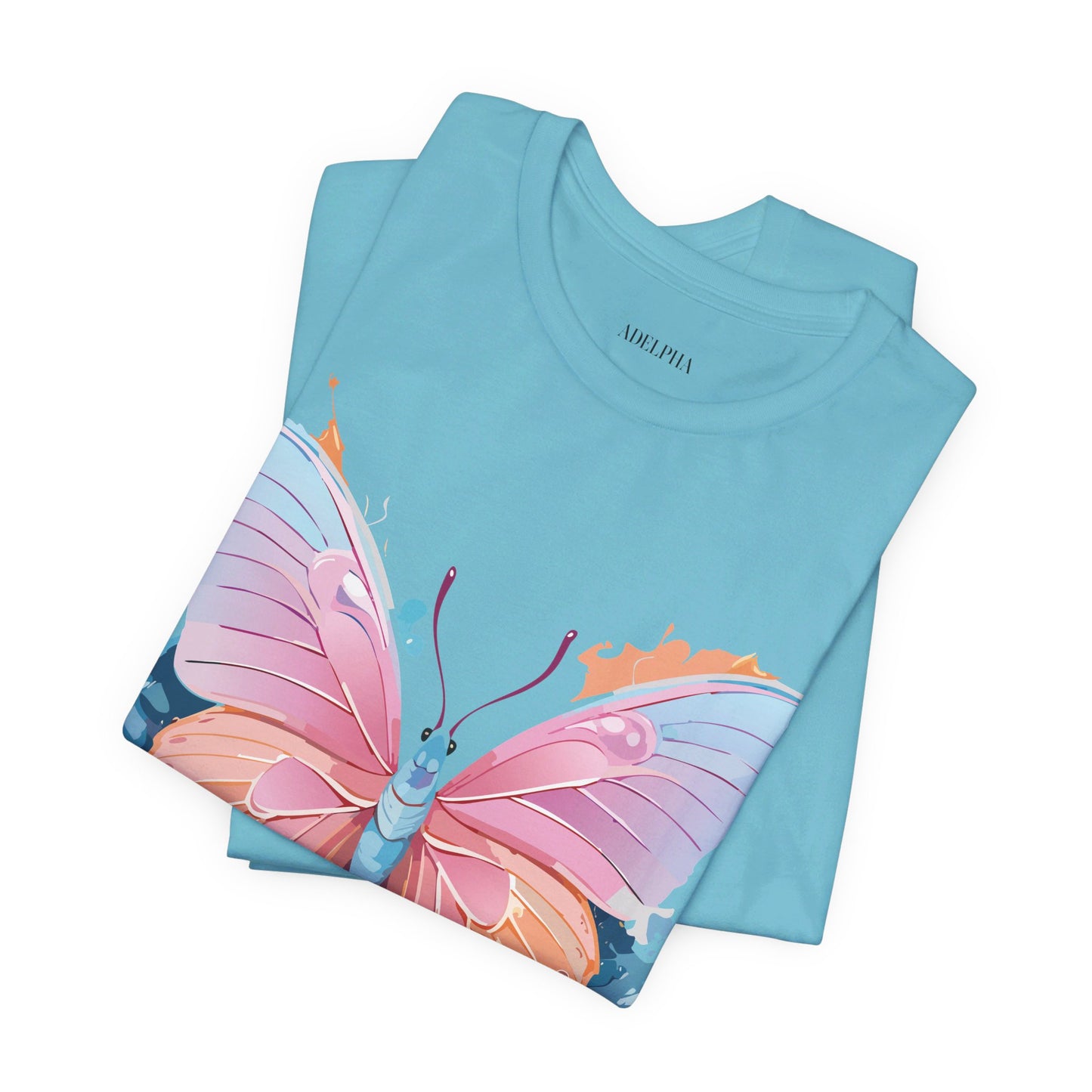 Natural Cotton Tee Shirt with Butterfly