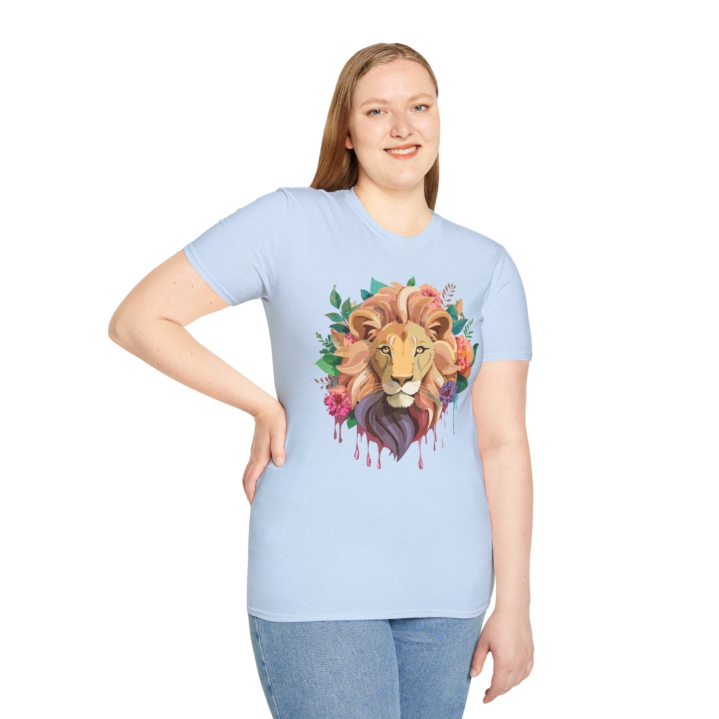 Lion Shirt, Shirt with Lion, Floral Lion Tee, Shirt with Animals