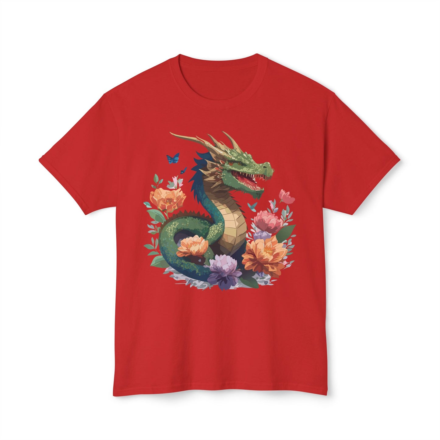 Dragon T-Shirt, Vintage Dragon Tee, Floral Tees, Dragon Art Design Shirt, Tee Shirt with Dragon 6