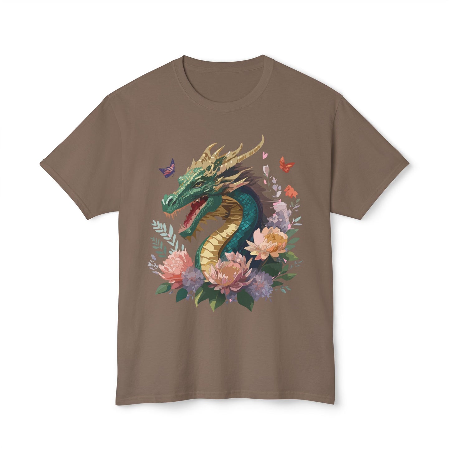 Dragon T-Shirt, Vintage Dragon Tee, Floral Tees, Dragon Art Design Shirt, Tee Shirt with Dragon 3