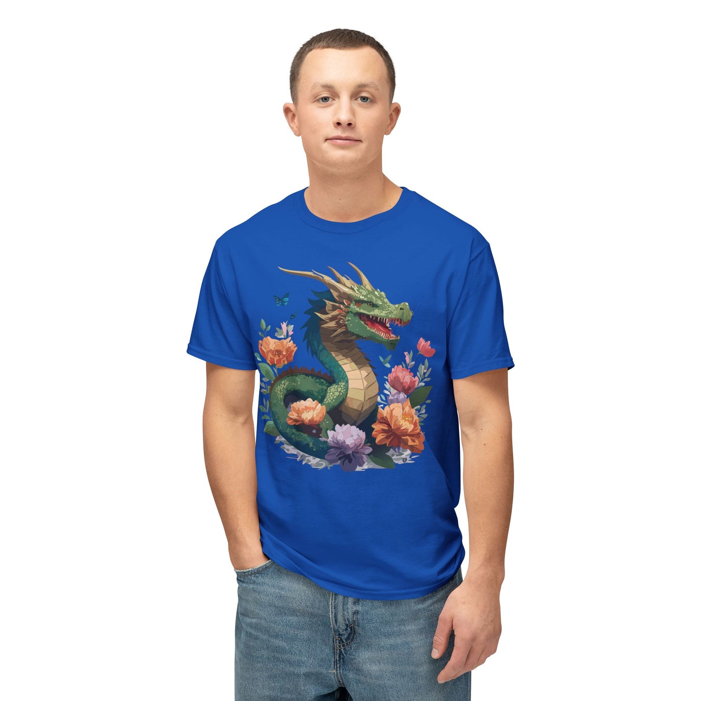 Dragon T-Shirt, Vintage Dragon Tee, Floral Tees, Dragon Art Design Shirt, Tee Shirt with Dragon 6