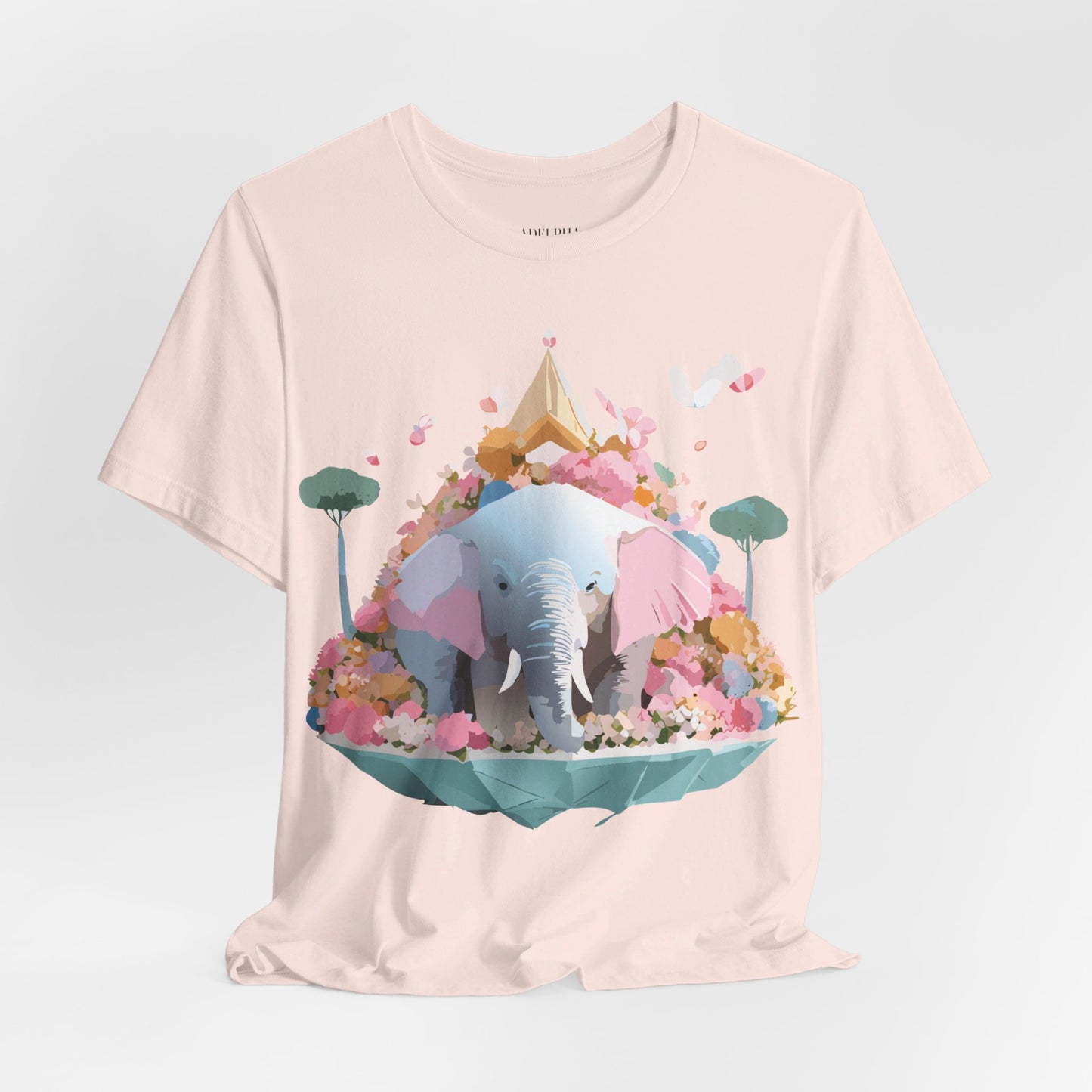 T-shirt en coton naturel avec motif éléphant