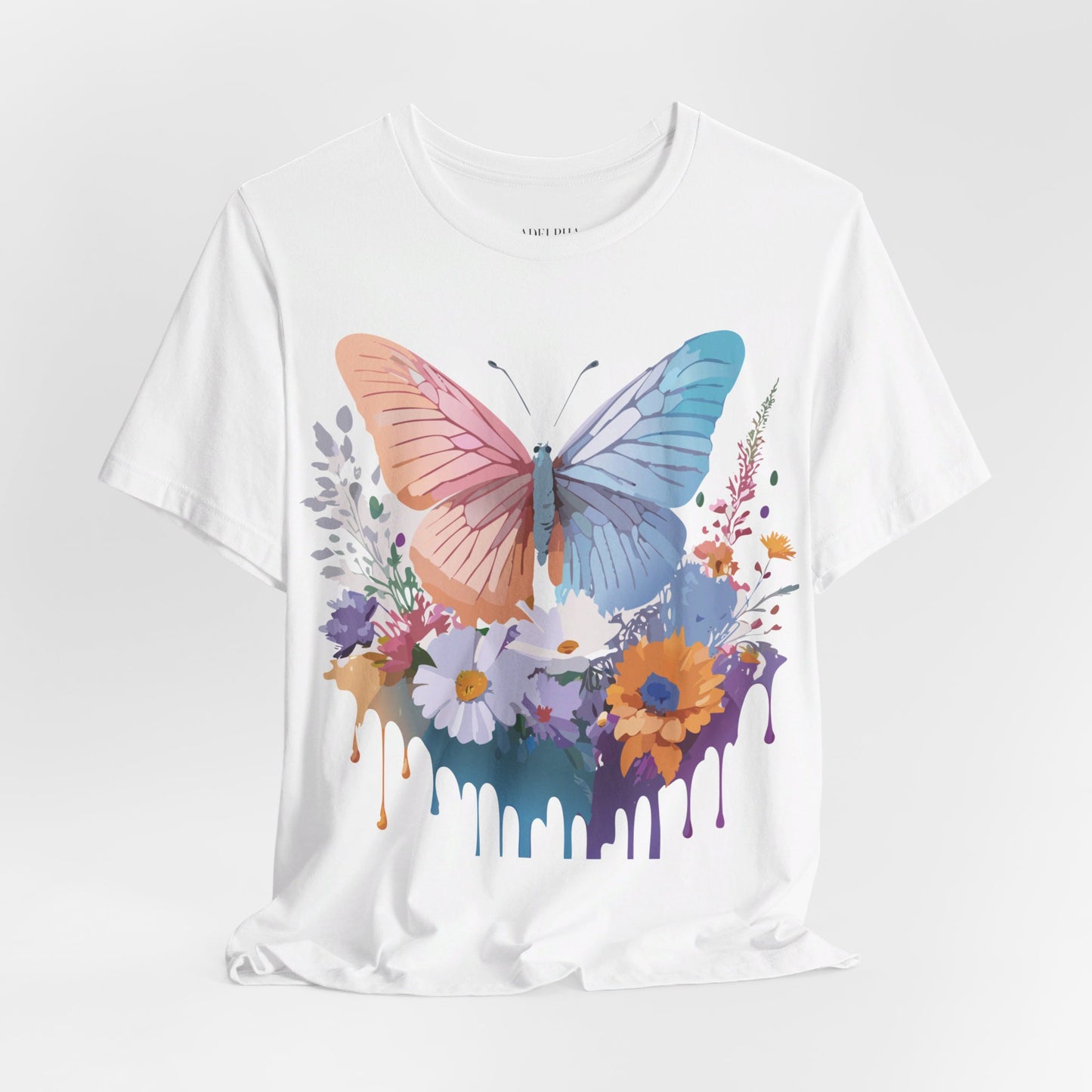 Natural Cotton Tee Shirt with Butterfly