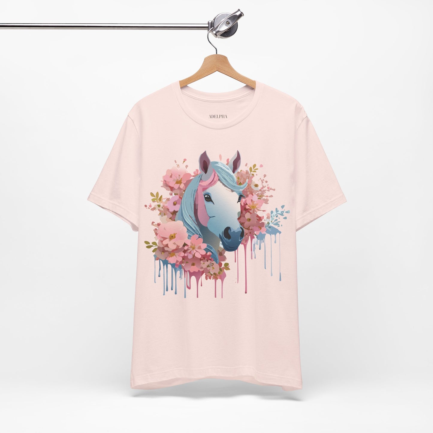 Natural Cotton Tee Shirt with Horse