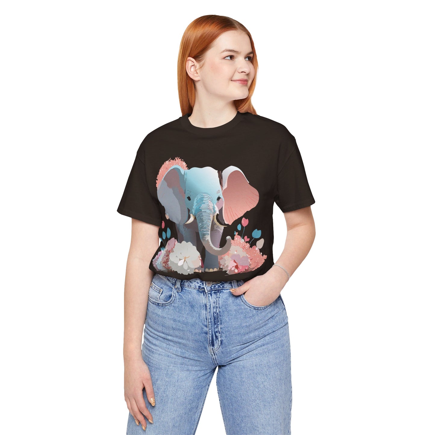 Natural Cotton Tee Shirt with Elephant