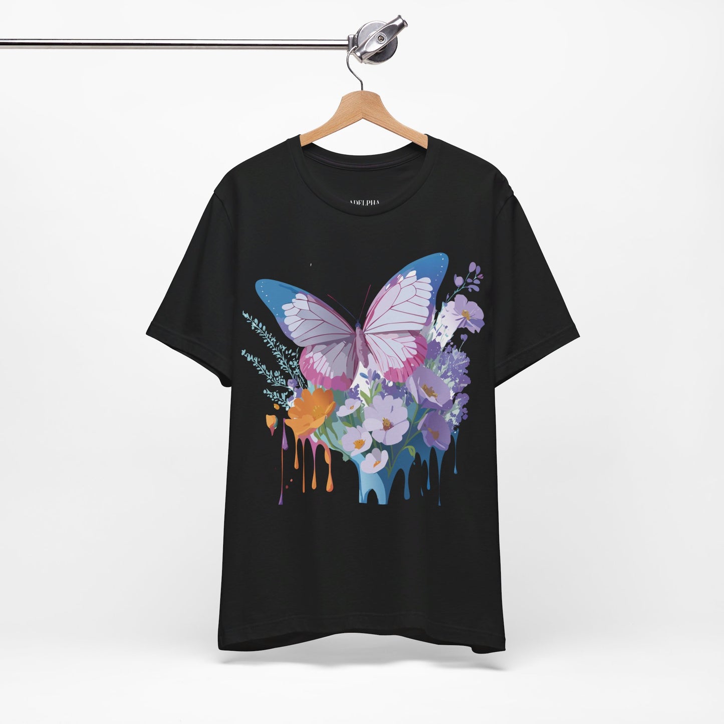 Natural Cotton Tee Shirt with Butterfly