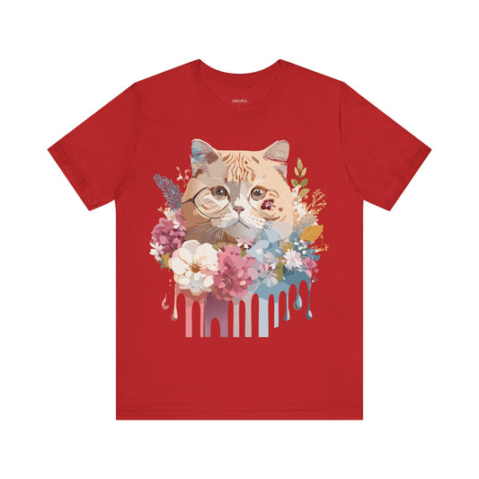 Natural Cotton Tee Shirt with Cat