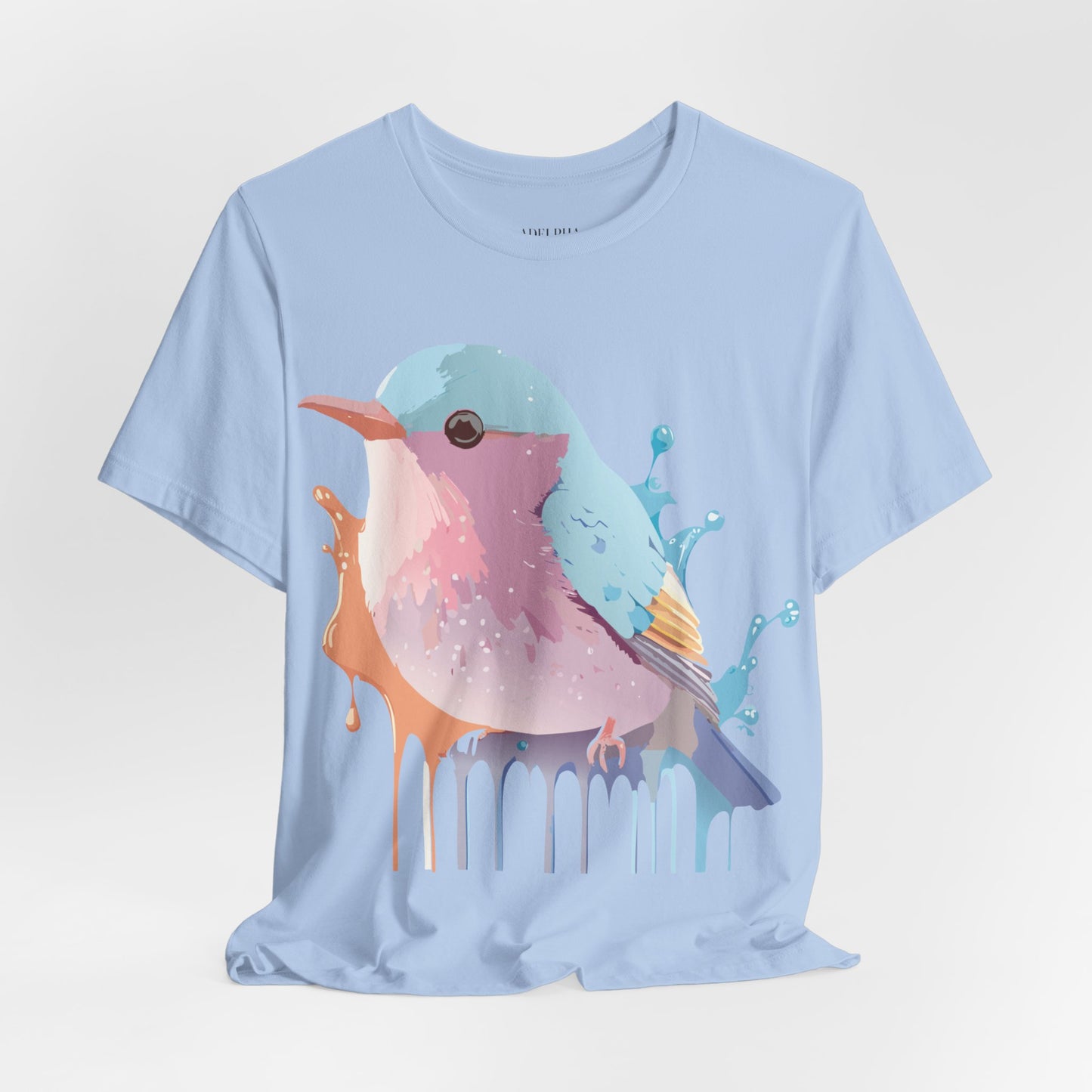 Natural Cotton Tee Shirt with Bird