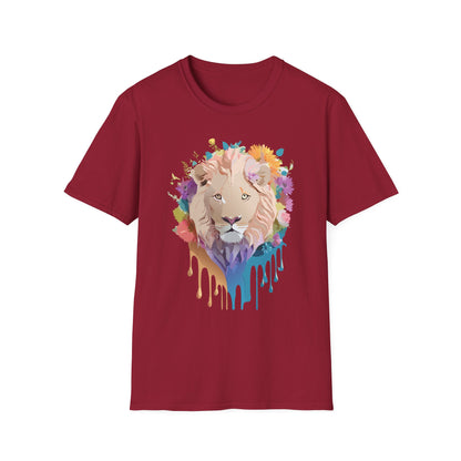 Unisex Lion Shirt Floral Lion Tee Softstyle Gildan 64000 100 Percent Cotton