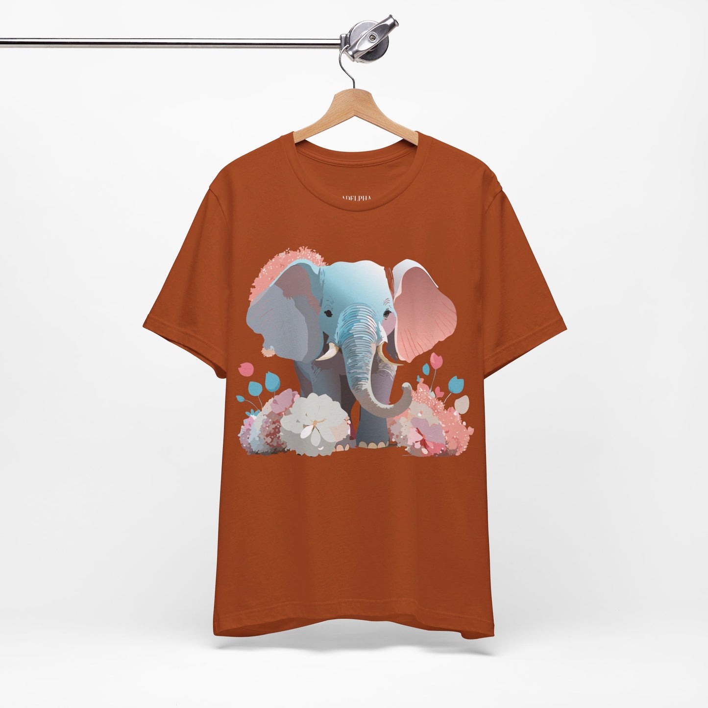 Natural Cotton Tee Shirt with Elephant