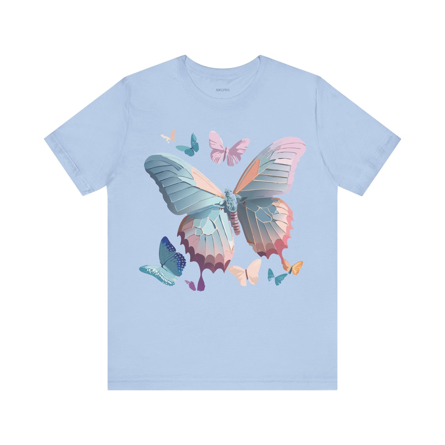 Natural Cotton Tee Shirt with Butterfly