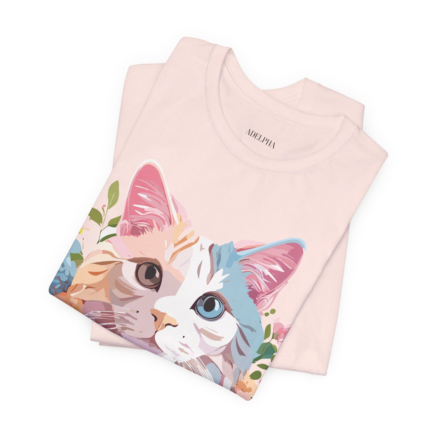 Natural Cotton Tee Shirt with Cat