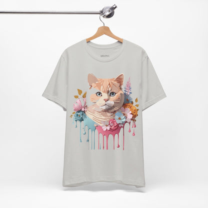 Natural Cotton Tee Shirt with Cat Printify