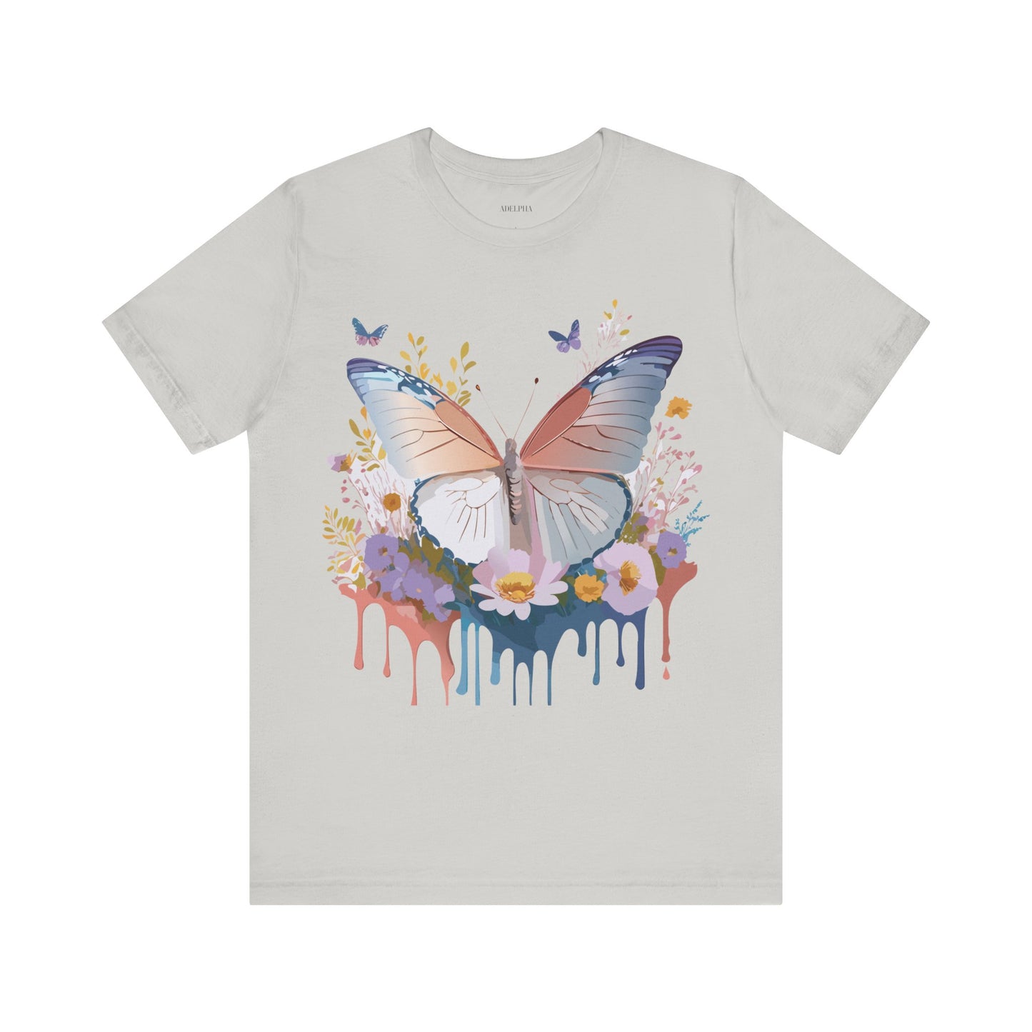 Natural Cotton Tee Shirt with Butterfly