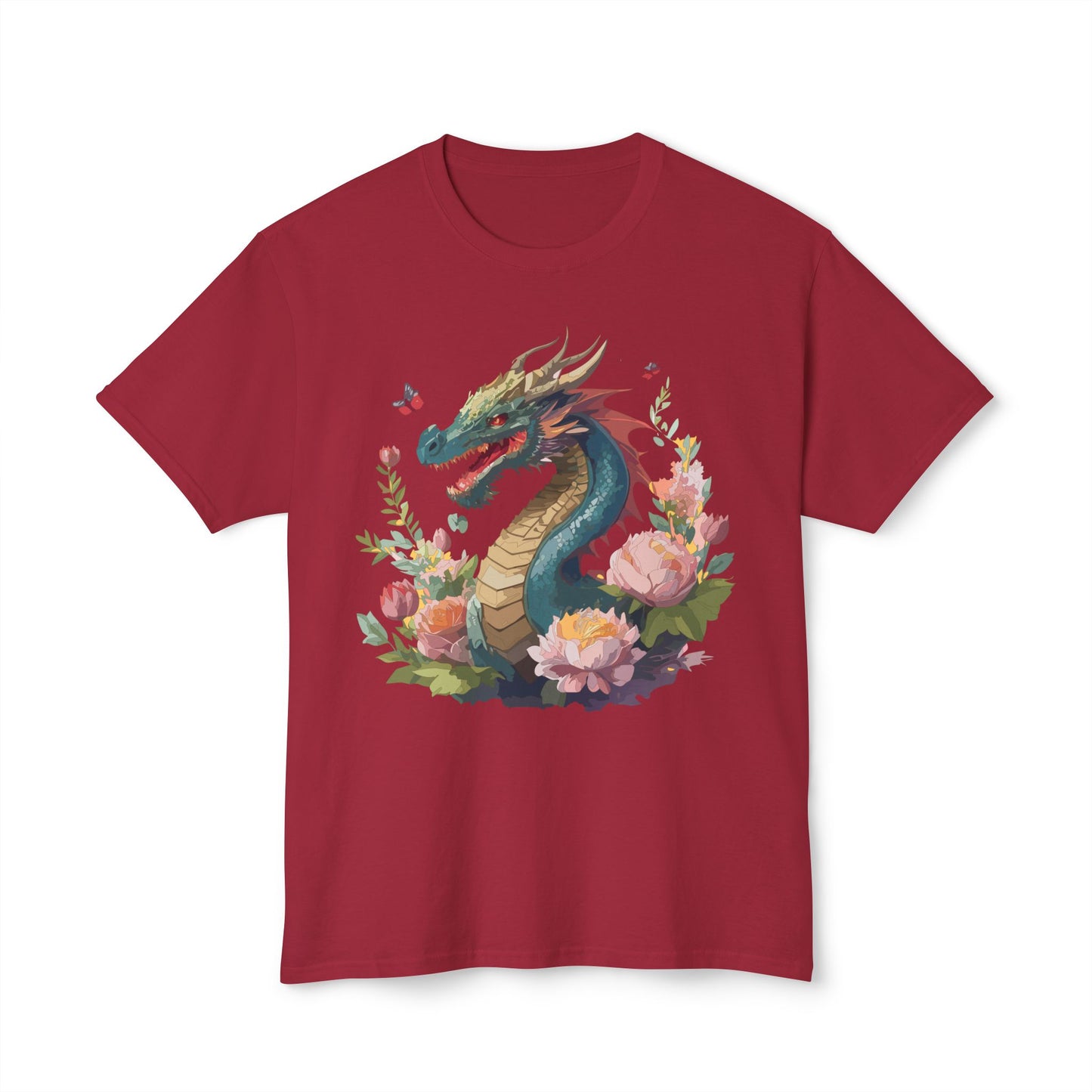 Dragon T-Shirt, Vintage Dragon Tee, Floral Tees, Dragon Art Design Shirt, Tee Shirt with Dragon 8