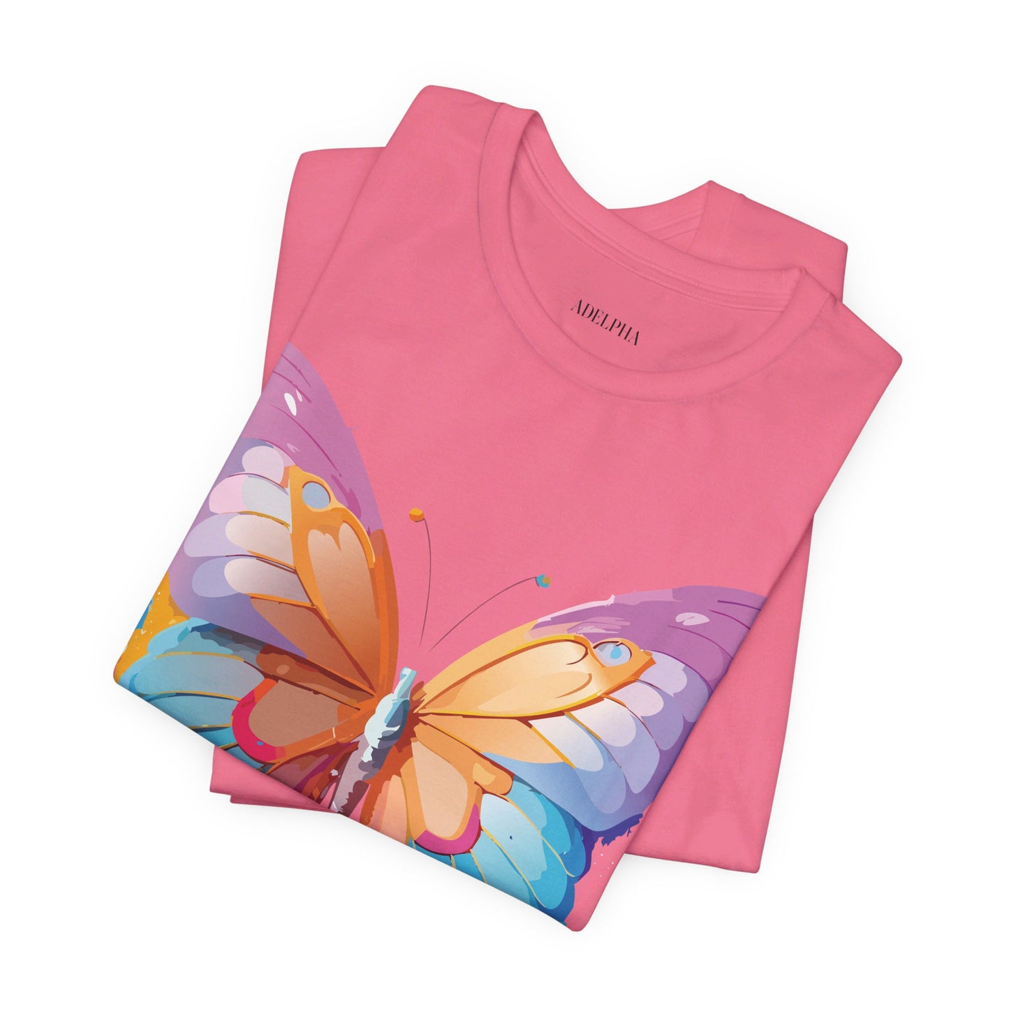 Natural Cotton Tee Shirt with Butterfly