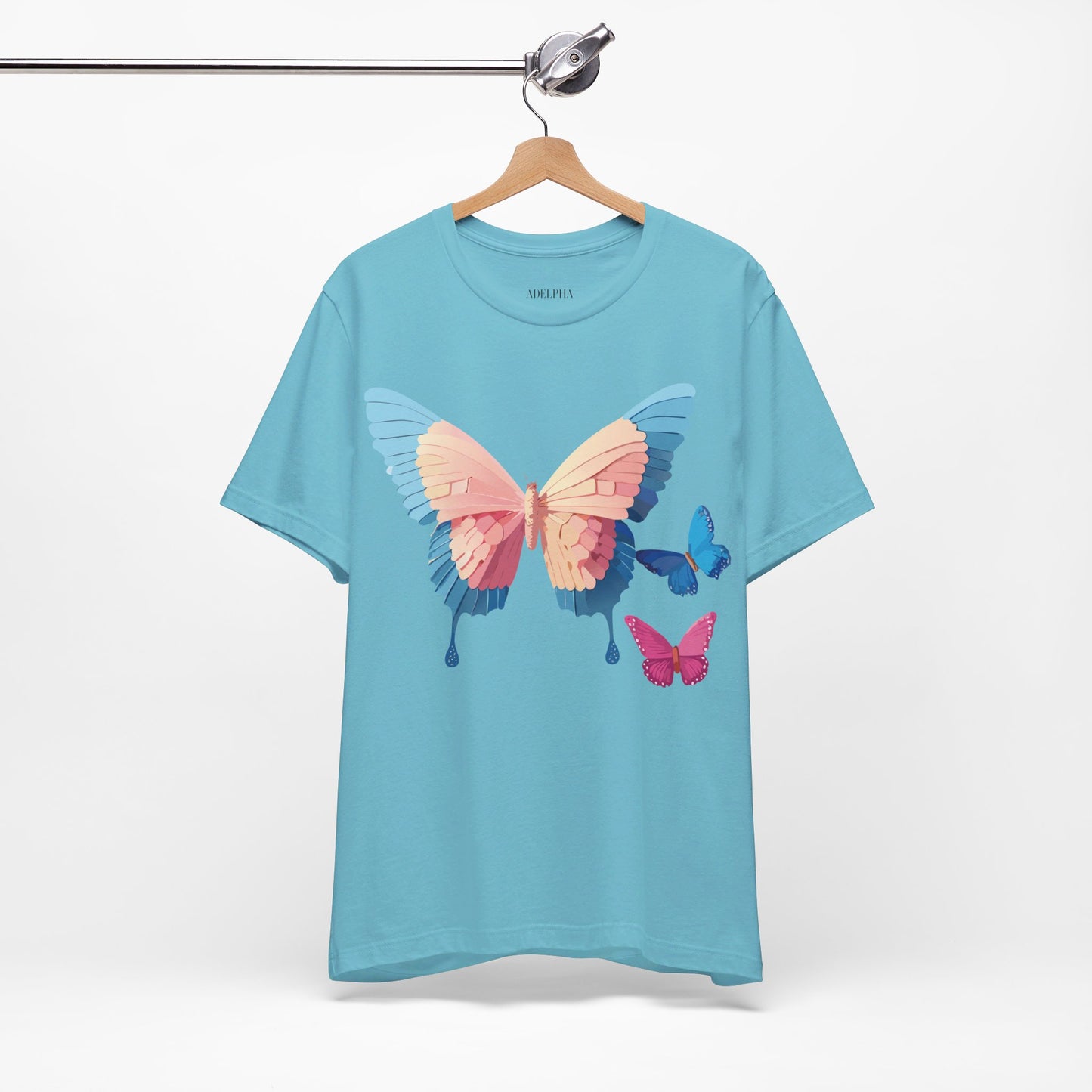 Natural Cotton Tee Shirt with Butterfly