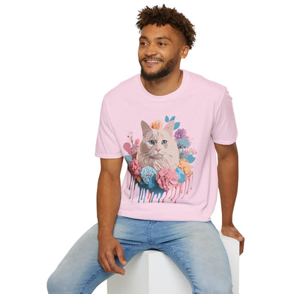 Cat Shirt Unisex Short Sleeve Cat Tee Kitten Design Gildan Softstyle 64000 Tee