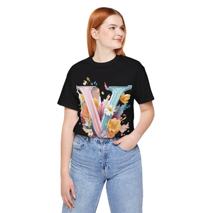 Natural Cotton Tee Shirt - Letters Collection - V Printify