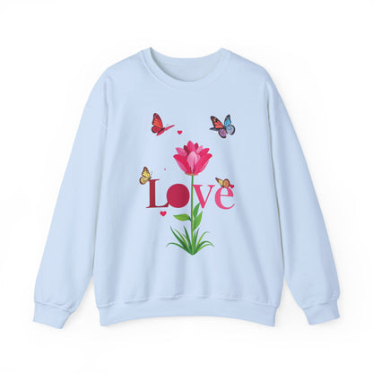 Unisex Floral Love Sweatshirt Floral Butterfly Design Cotton Poly Valentines Day