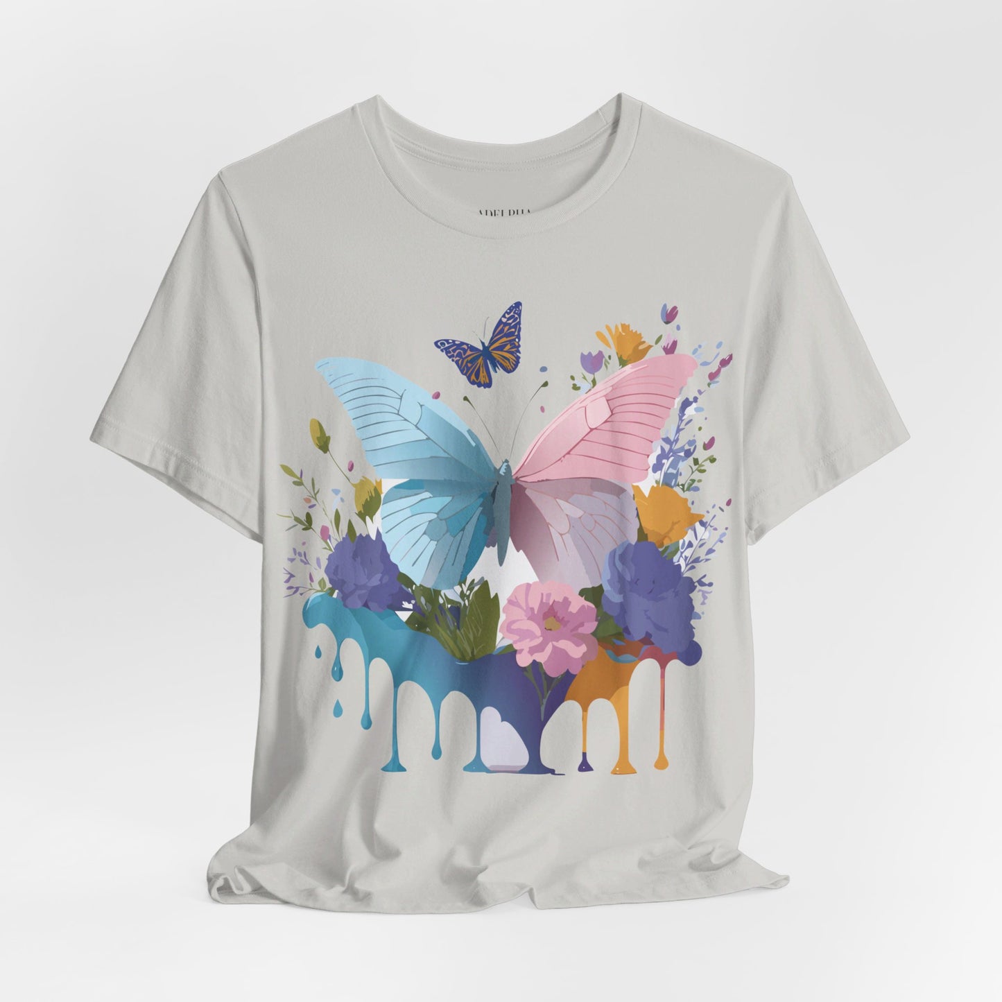 Natural Cotton Tee Shirt with Butterfly