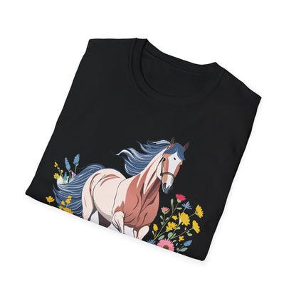 Unisex Horse Tee Softstyle Cotton Shirt With Animals Design Graphic