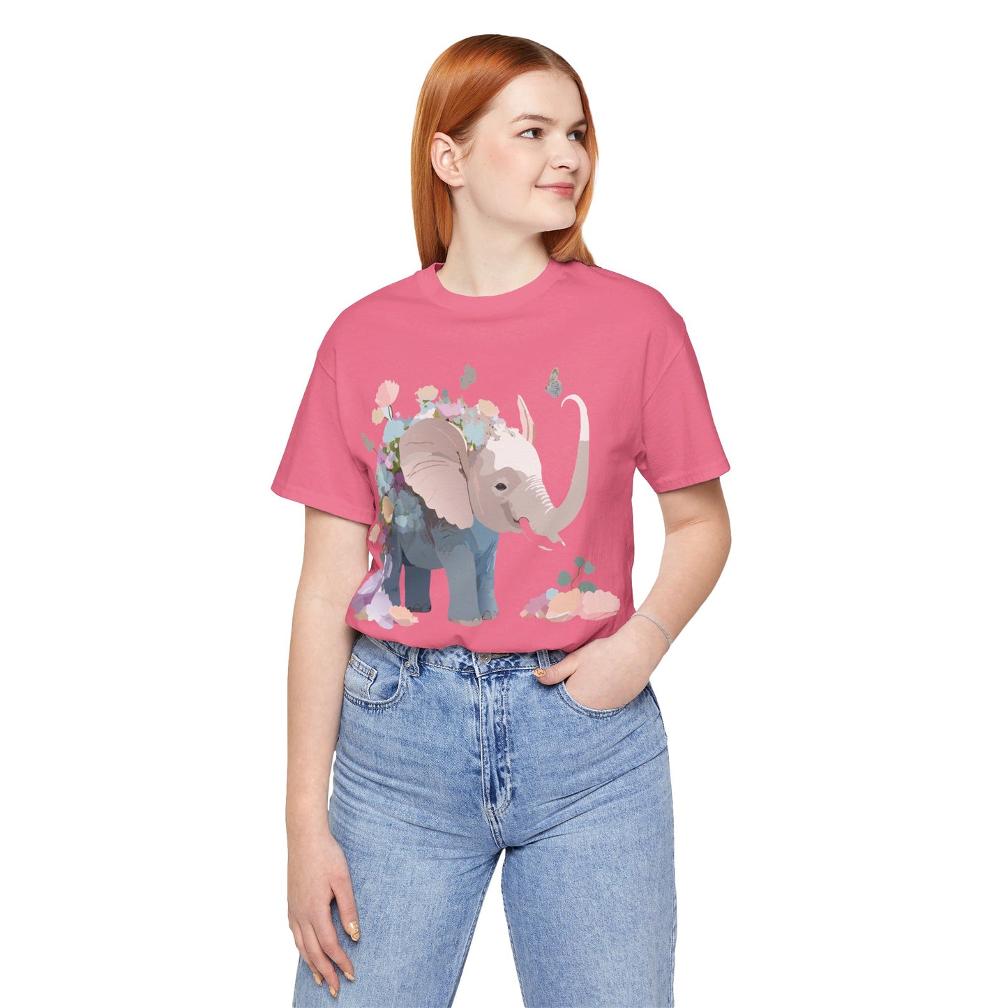 Natural Cotton Tee Shirt with Elephant