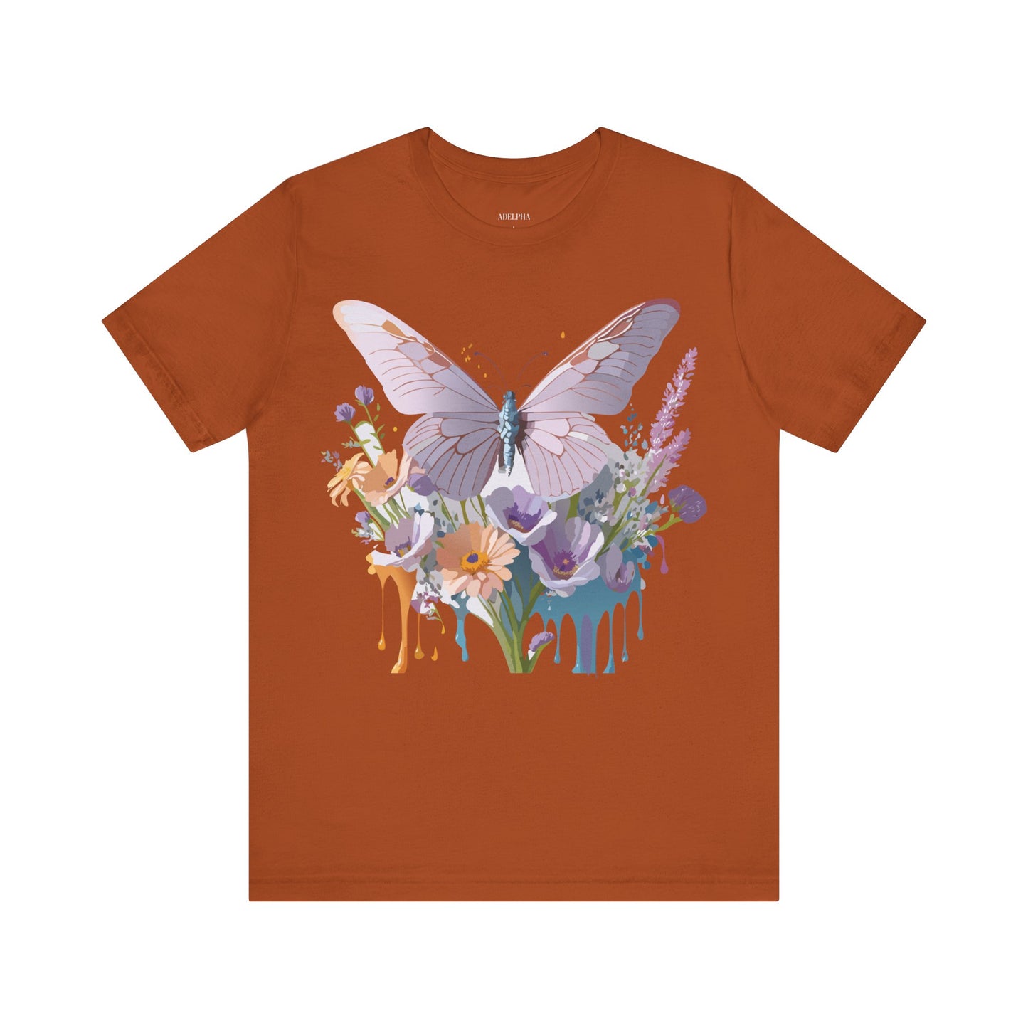 Natural Cotton Tee Shirt with Butterfly