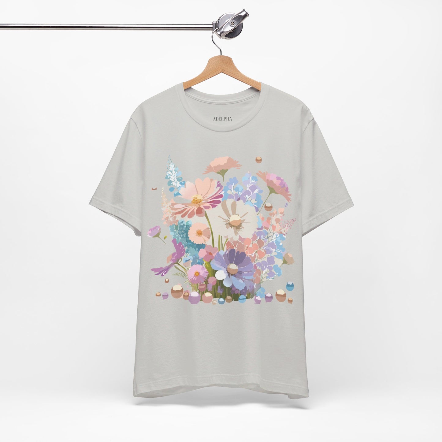 T-shirt en coton naturel avec fleurs