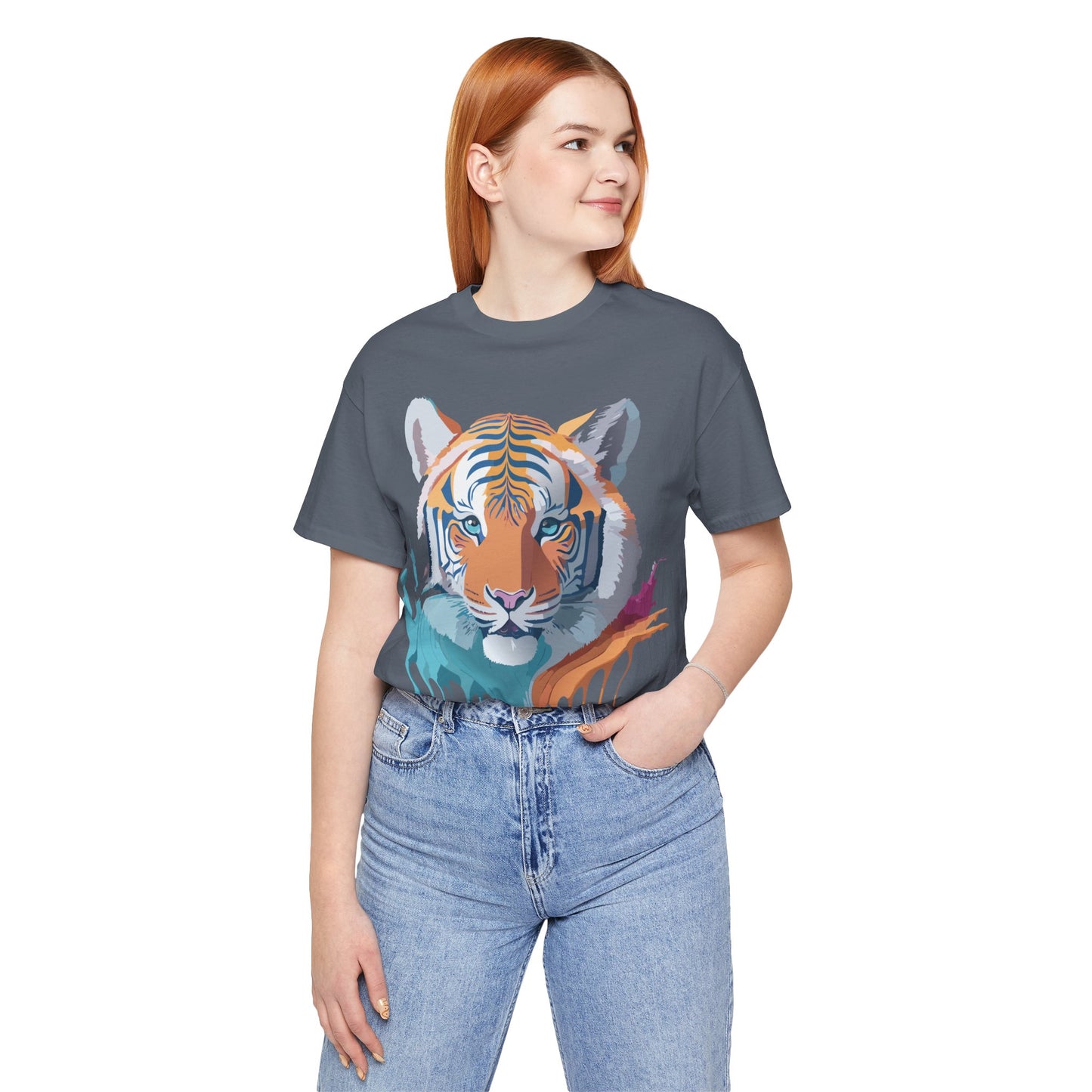 Natural Cotton Tee Shirt with Tiger