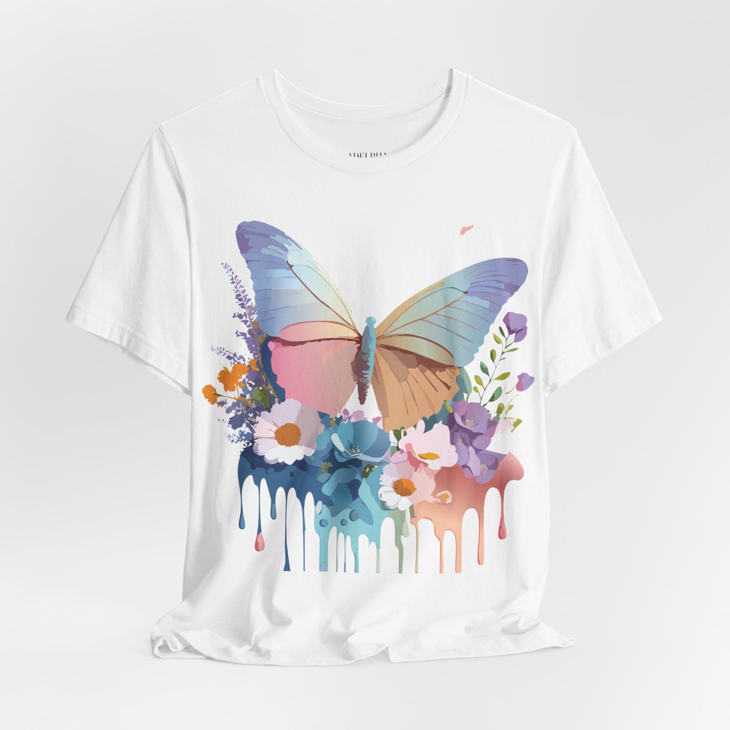 Natural Cotton Tee Shirt with Butterfly