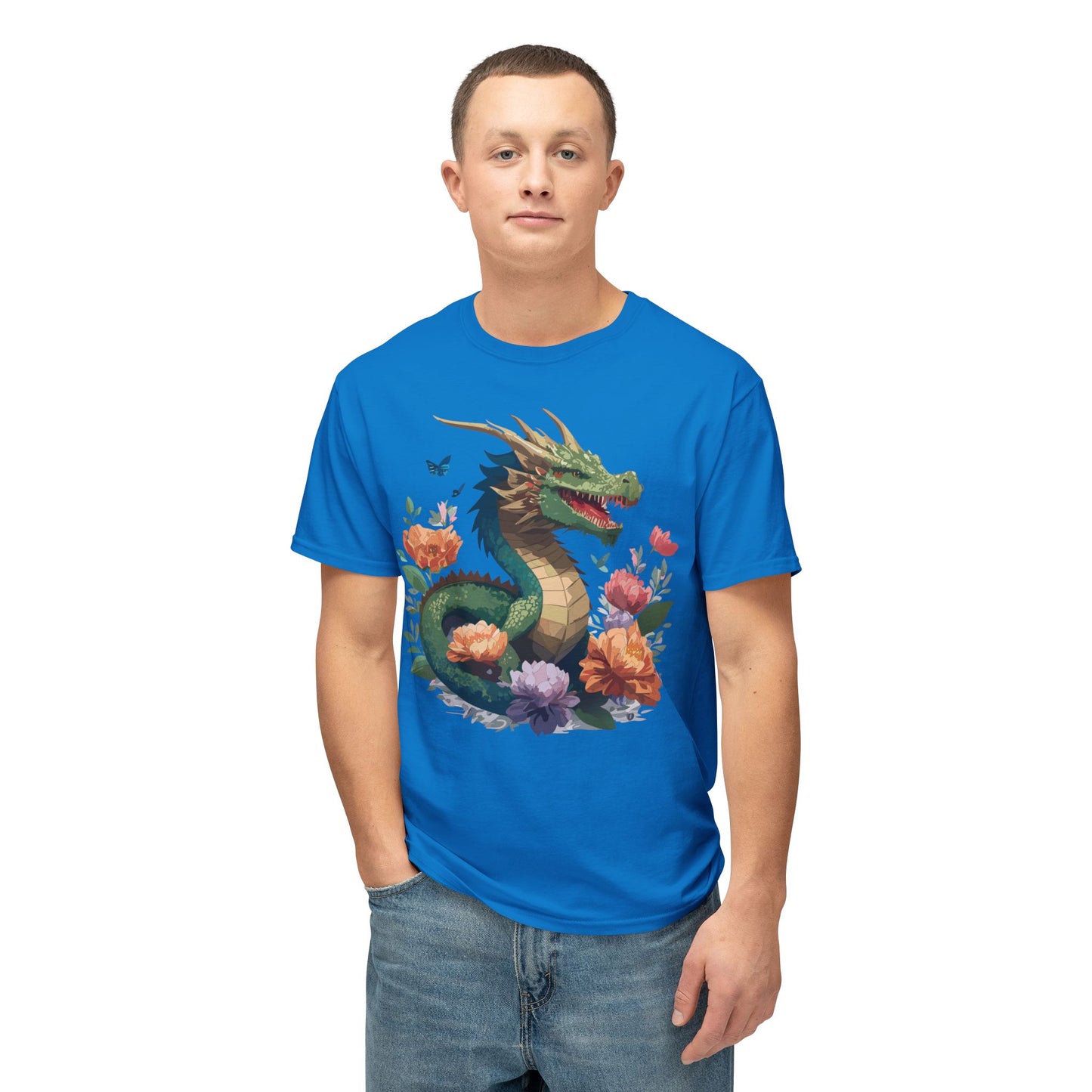 Dragon T-Shirt, Vintage Dragon Tee, Floral Tees, Dragon Art Design Shirt, Tee Shirt with Dragon 6