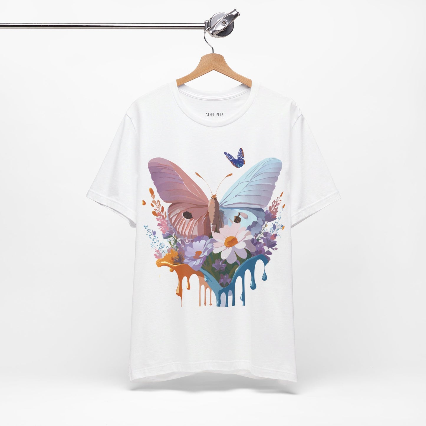 Natural Cotton Tee Shirt with Butterfly