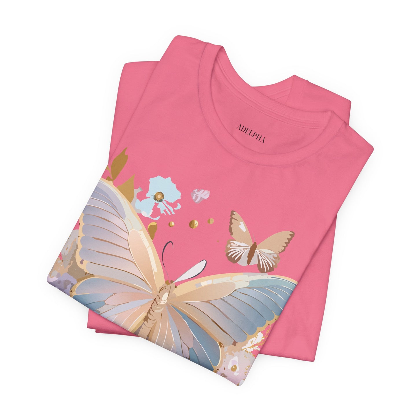 Natural Cotton Tee Shirt with Butterfly