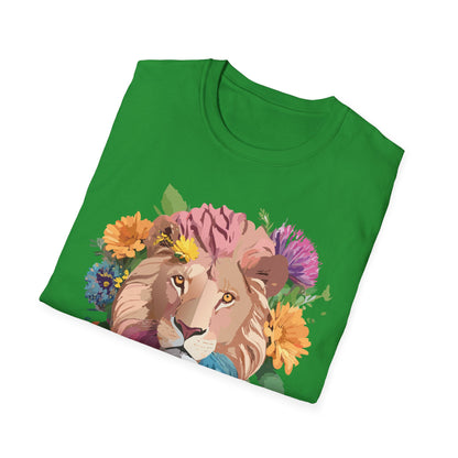 Floral Lion Shirt Unisex Tee Animal Print Gildan Softstyle 64000