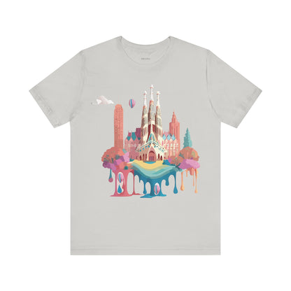 Natural Cotton Tee Shirt - Beautiful Places Collection - Barcelona Printify