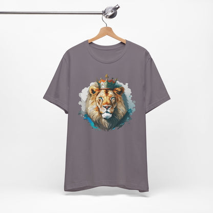 Lion with Crown Tee Unisex Cotton Watercolor King Lion Graphic T-Shirt 2