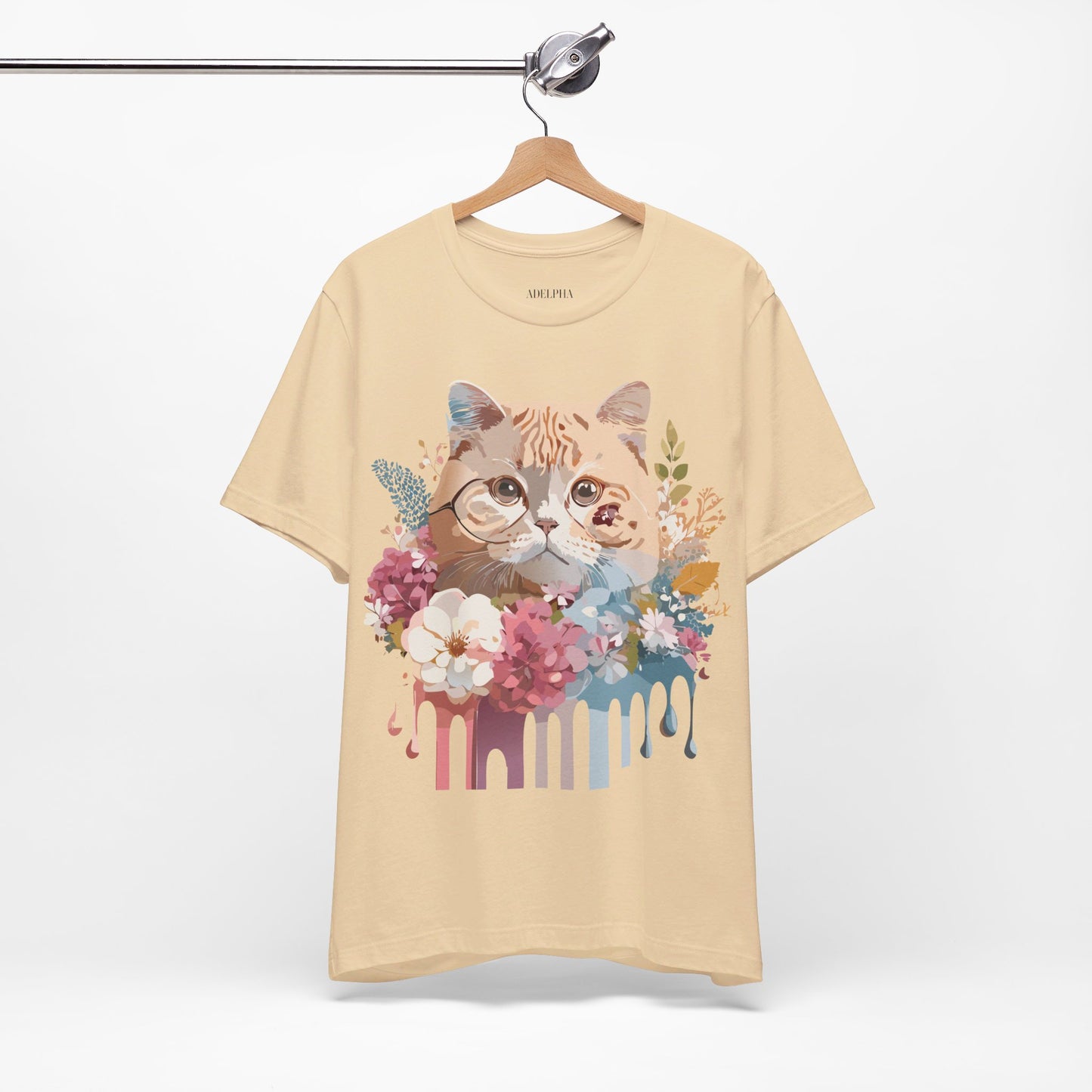 Natural Cotton Tee Shirt with Cat