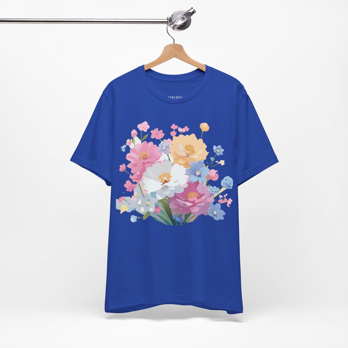 Natural Cotton Tee Shirt with Flowers