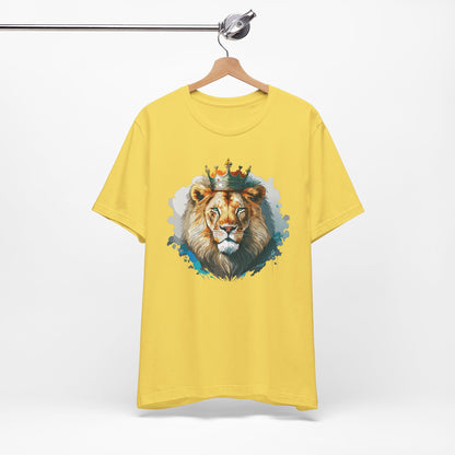 Lion with Crown Tee Unisex Cotton Watercolor King Lion Graphic T-Shirt 2