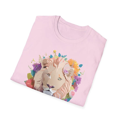 Unisex Lion Shirt Floral Lion Tee Softstyle Gildan 64000 100 Percent Cotton