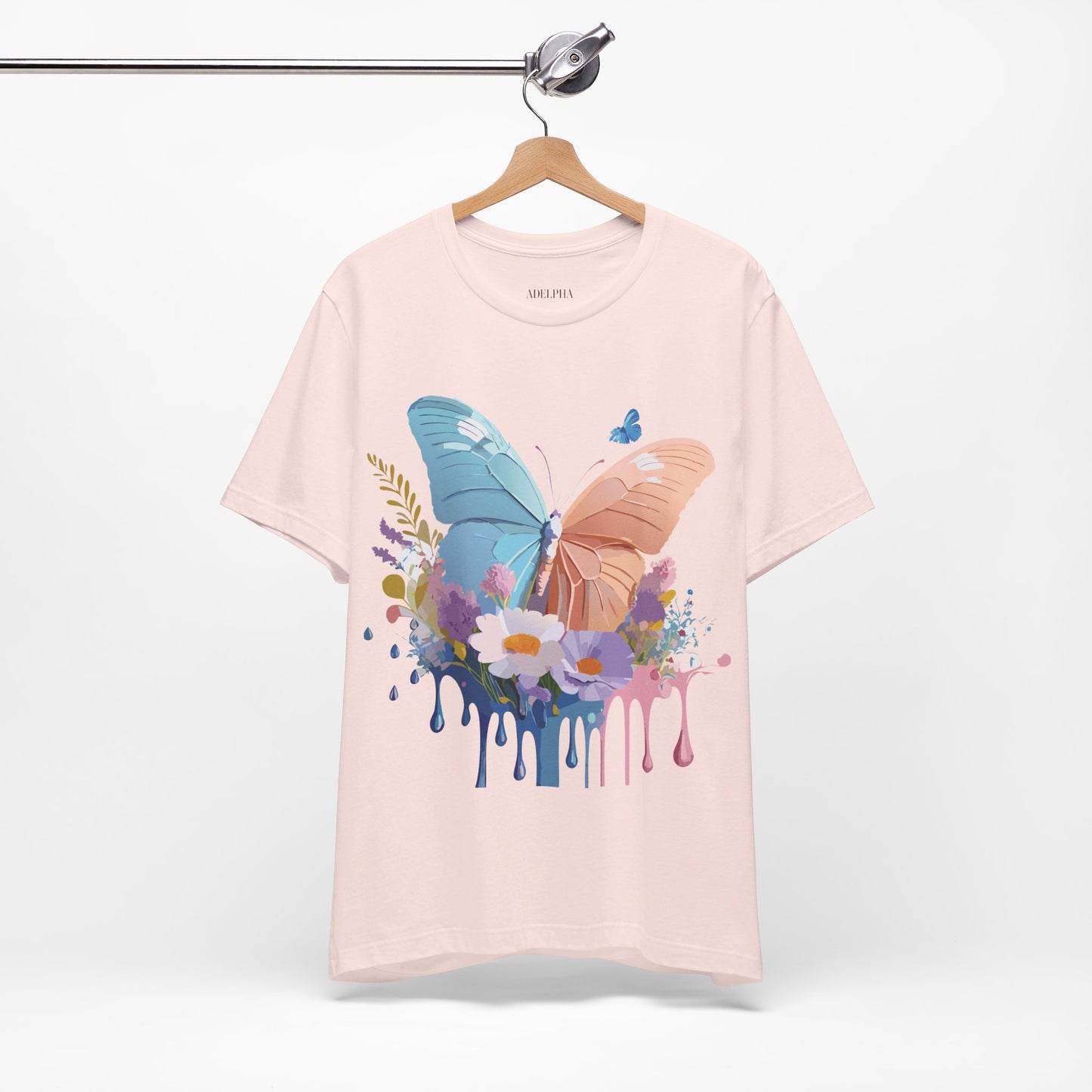 Natural Cotton Tee Shirt with Butterfly