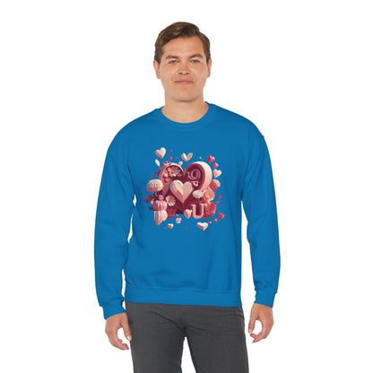 Unisex Floral Big Heart Sweatshirt Love Floral Valentine Day Cotton Poly Blend