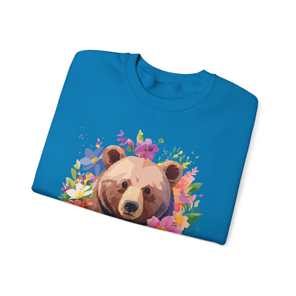 Unisex Floral Bear Sweatshirt Art Design Animals Print Sweatshirt Collection