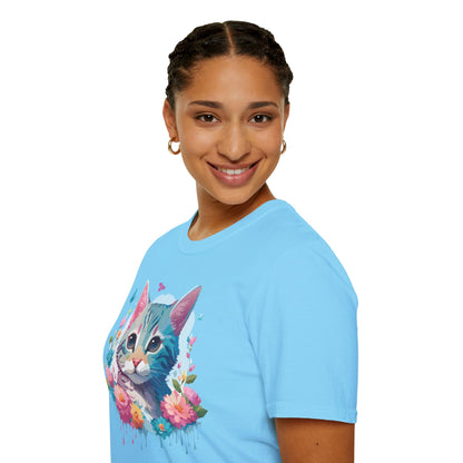 Cat Shirt Unisex Tee Kitten Cat Tee Softstyle 100 Percent Cotton Gildan 64000