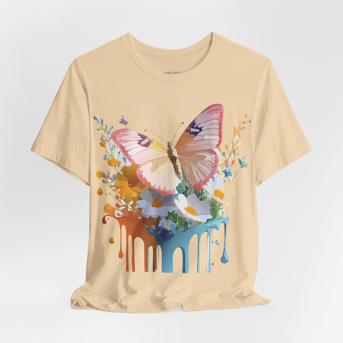 Natural Cotton Tee Shirt with Butterfly